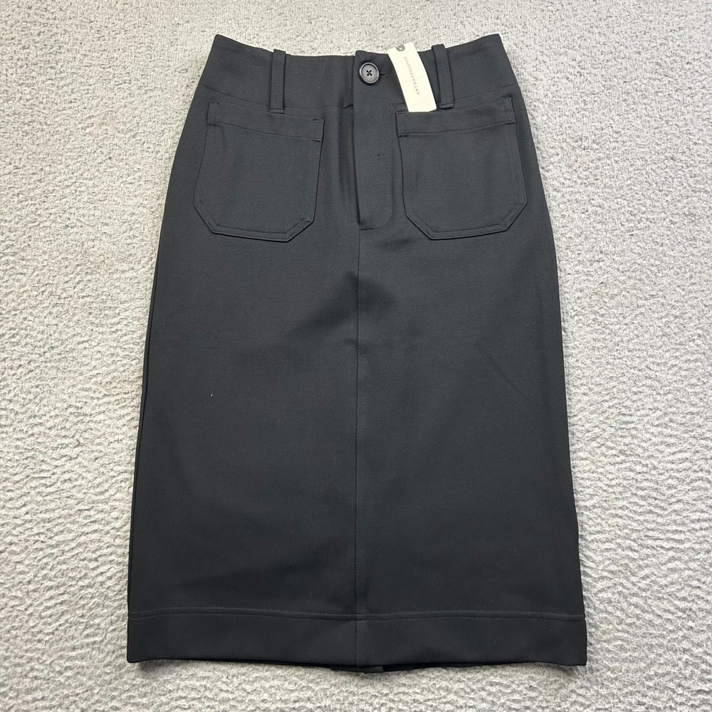 New Maeve Anthropologie The Colette Skirt Womens Black Pocket Midi Pencil 2XS